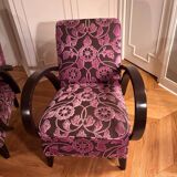 Art Deco armchair, reupholstered and covered in Pierre Frey fabric