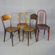 Set of 4 bistro chairs 1910/1930 curved wood, thonet, fischel etc