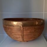 Rattan and brass basket