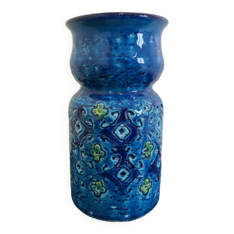 Vintage bitossi aldo londi vase in rimini blue