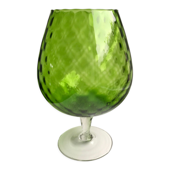 Italian vase, cup in green glass 70s