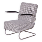 Fauteuil Bauhaus en chrome attribué à W. Gispen pour Mücke-Melder, tchèque, années 1930.