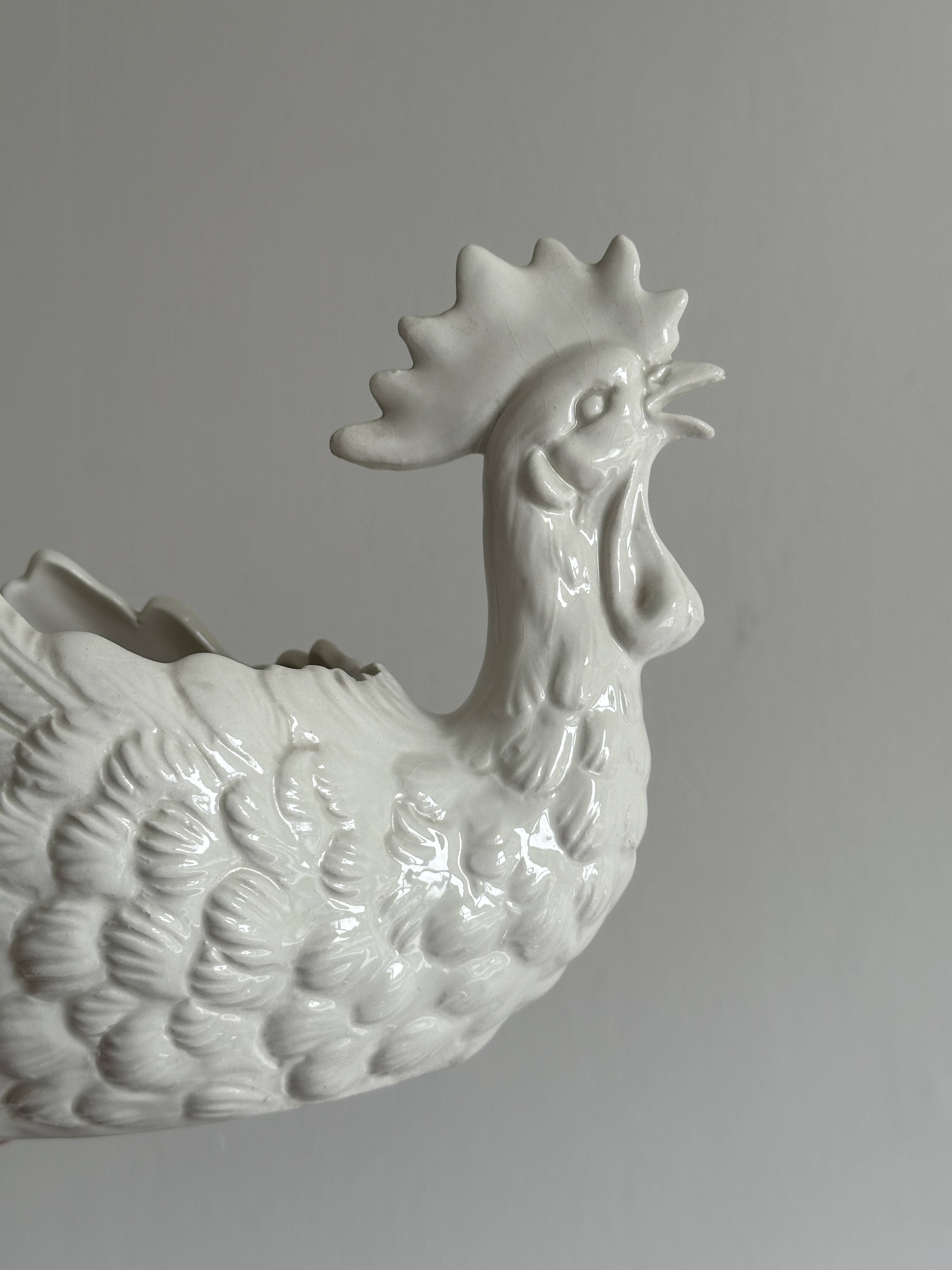 White ceramic egg basket