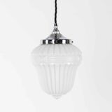 Ornate moulded art deco opaline pendant lamp