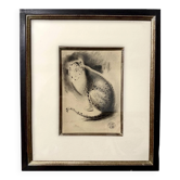 Gustave Guétant (1873–1953) – « Léopard au repos » – Dessin original e