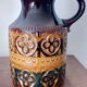 West Germany enamelled ceramic handle vase