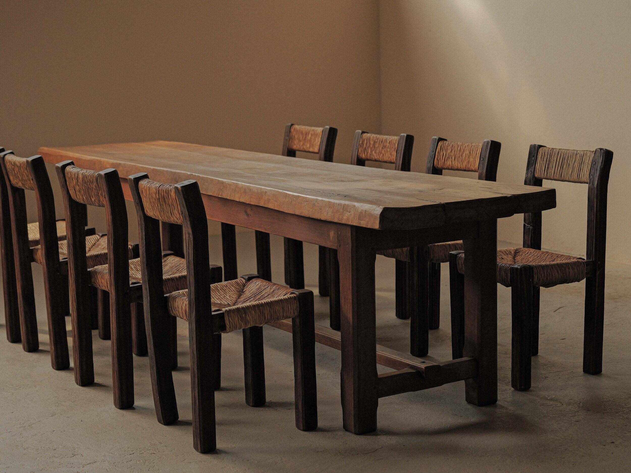 Large solid wood table, handcrafted.