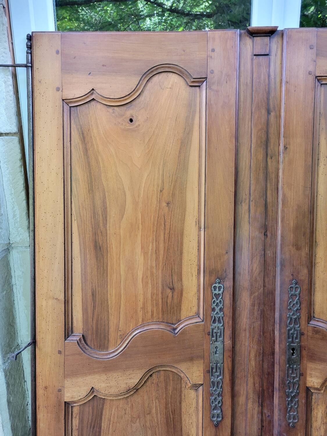 Double old wardrobe doors in walnut from around 1900.