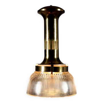 Vintage ceiling light from the 1960s in brass and glass.