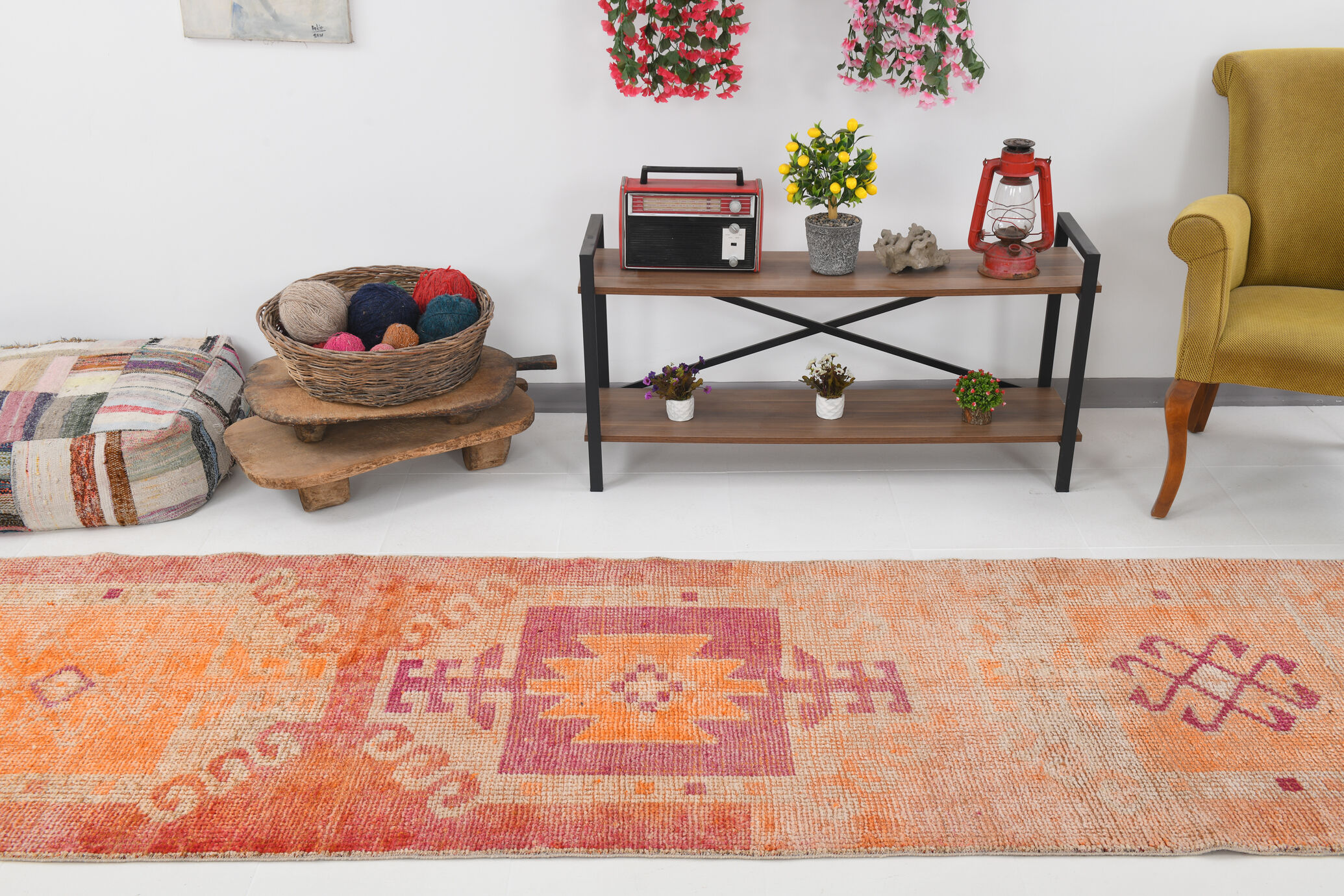 3x12 modern vintage runner rug, 96x355cm