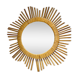 Round rattan mirror