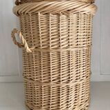 Wicker basket, waste paper basket with lid