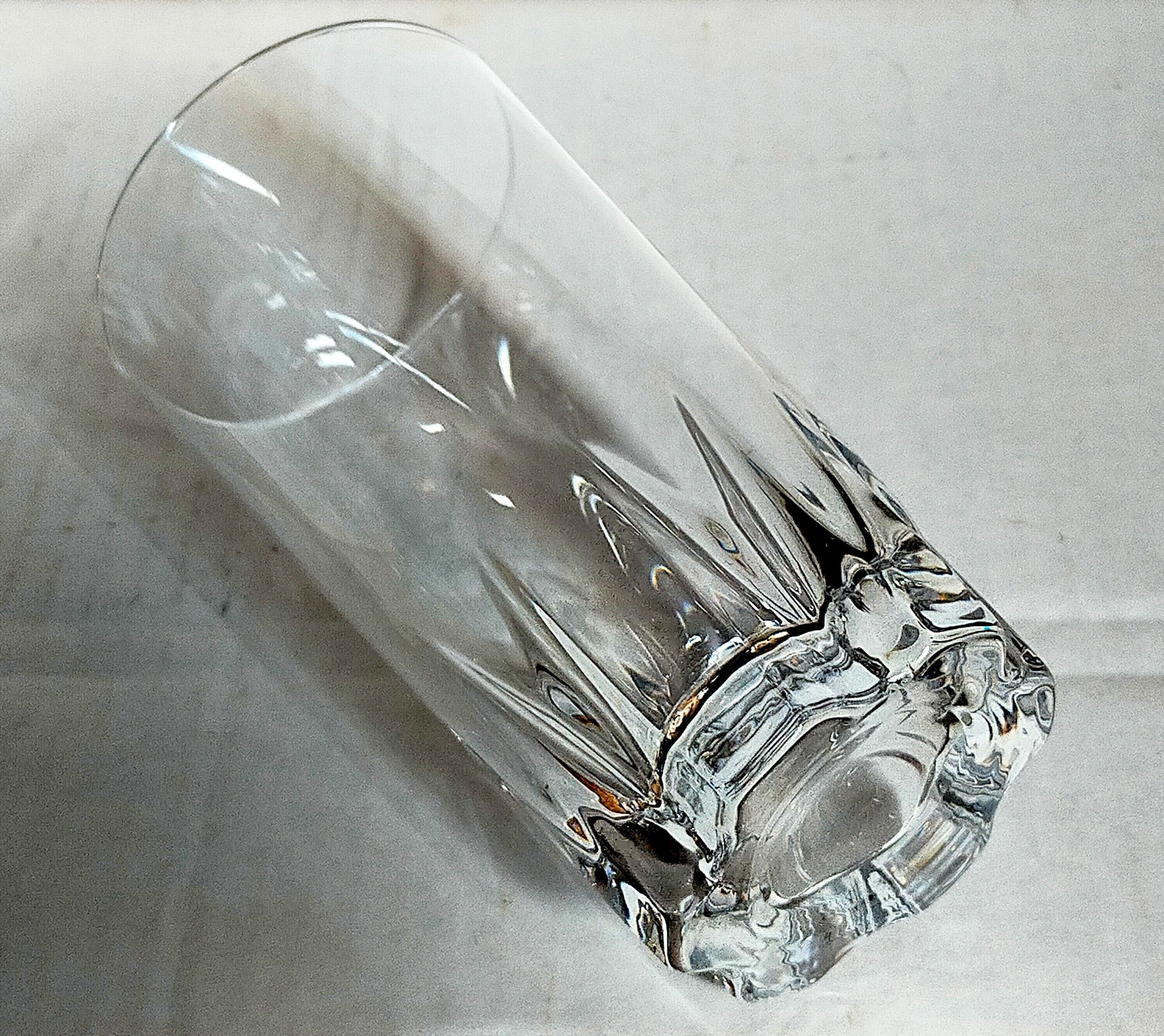 Six vintage crystal long drink juice glasses