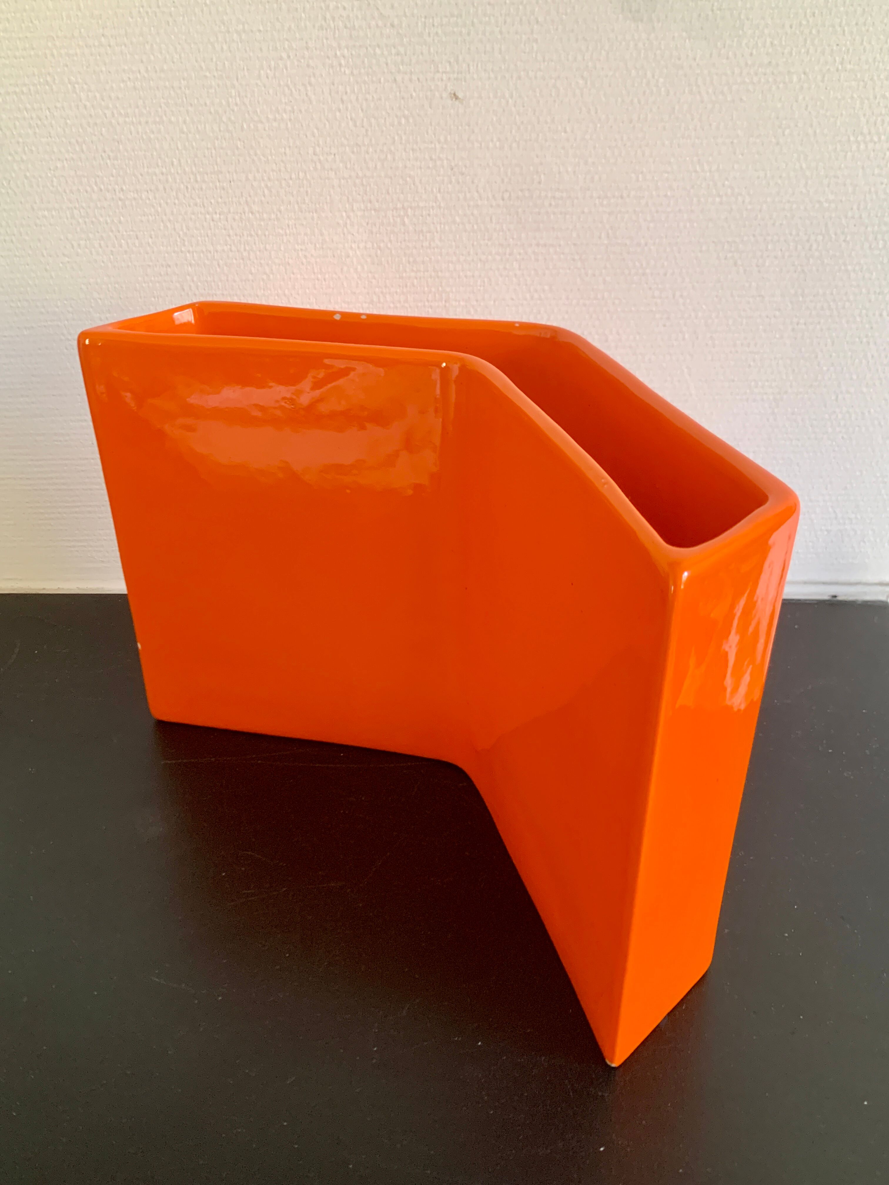 Enamelled ceramic vase design by Gabbianelli, Italy 1970's