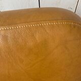 Pair of leather and bamboo armchairs