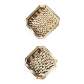 two vintage wicker bowls