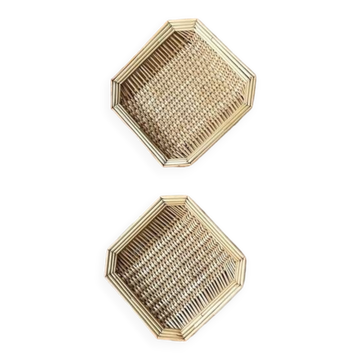 two vintage wicker bowls