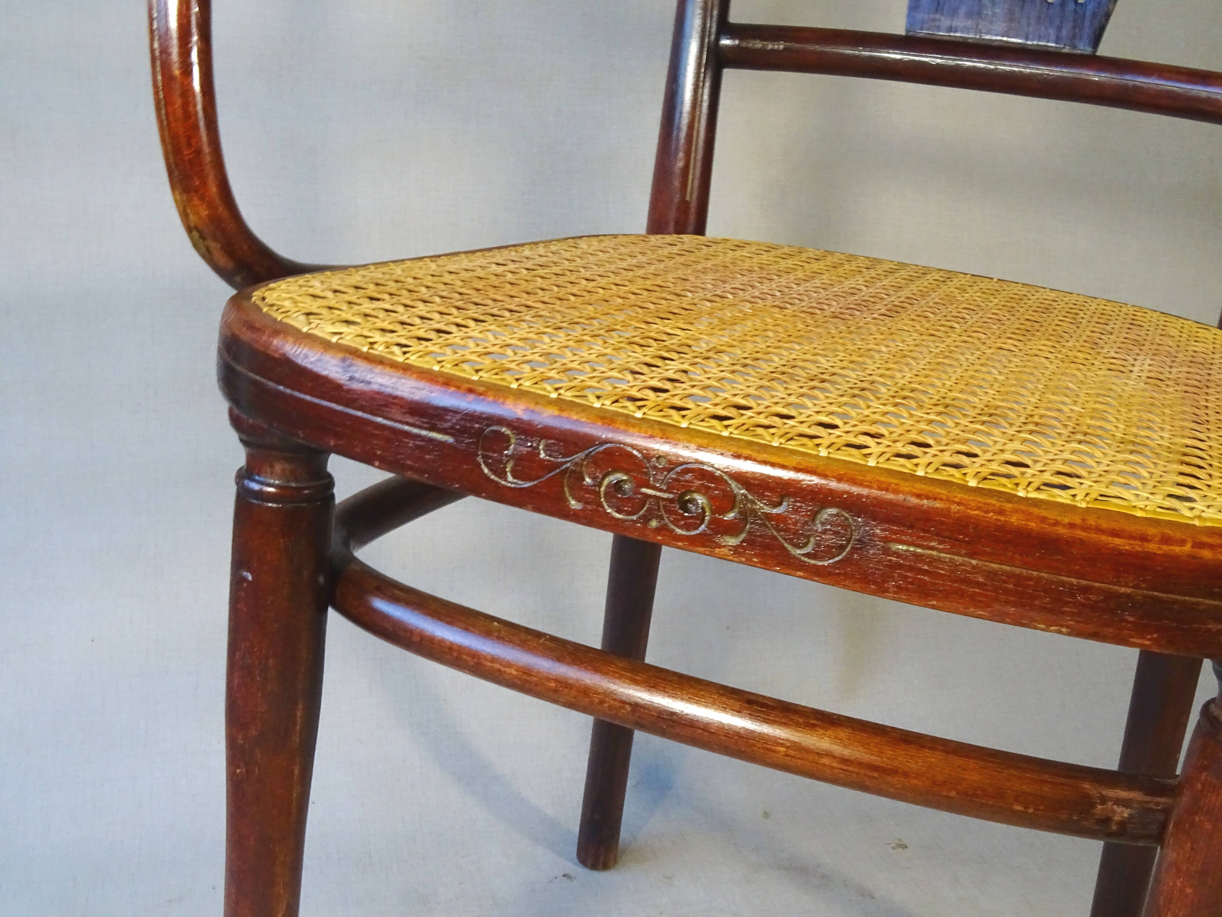 Thonet Armchair No. 221 with bronze decoration, circa 1900 - new caning -