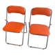 Chaises pliantes vintage chrome / skaï orange Soudexvinyl