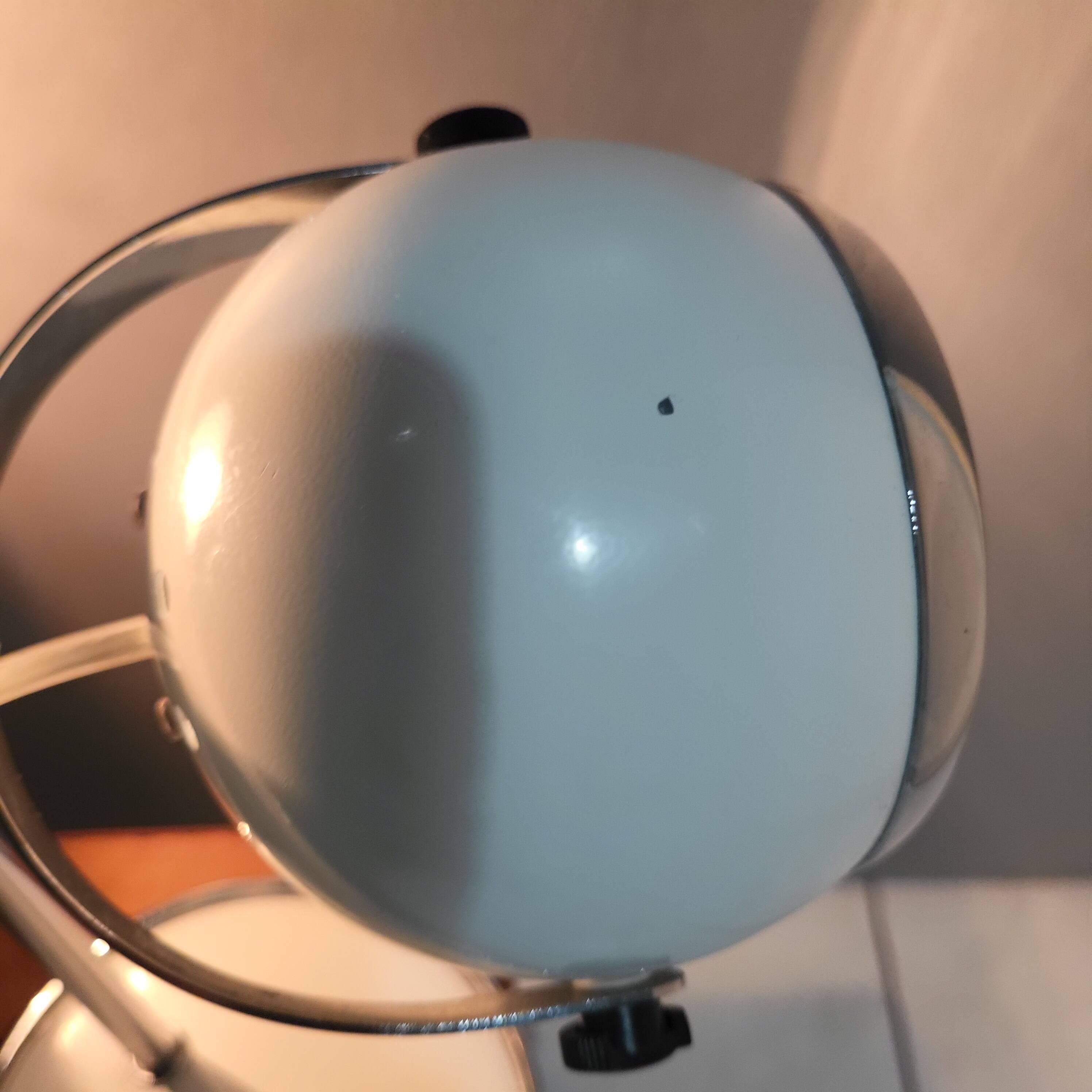 White and chrome metal eye ball lamps