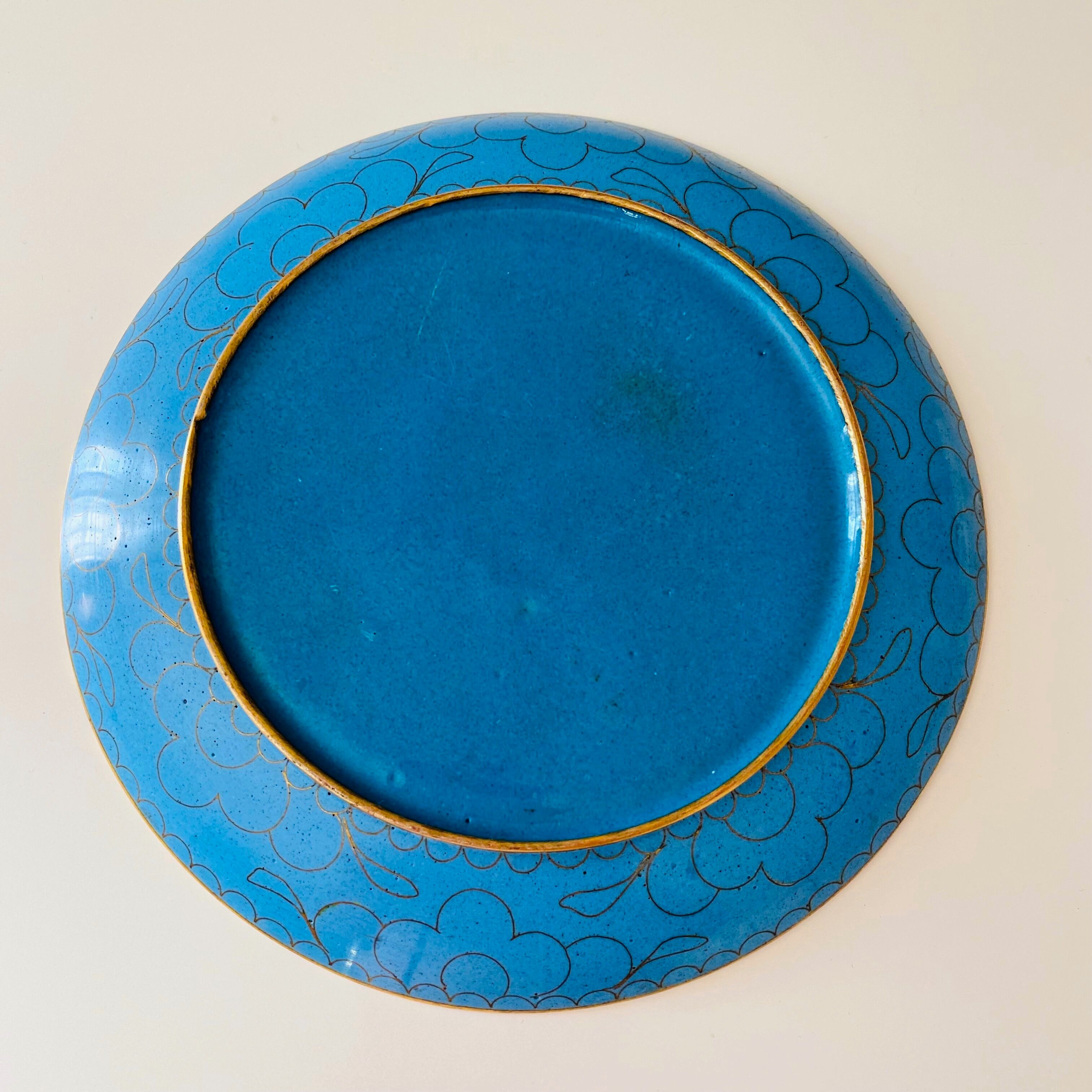 Cloisonne plate, vintage enamel plate