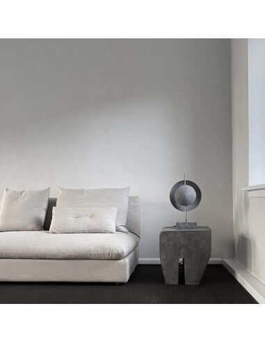 Oxidized metal table lamp, contemporary work.