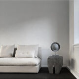 Oxidized metal table lamp, contemporary work.