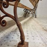 Antique garden bench French park bench oak with cast iron 218 cm