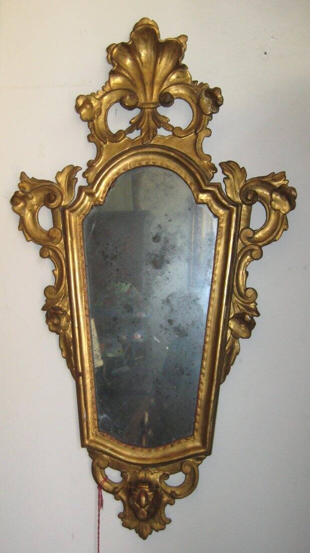 Louis XV style wall mirror in gilded wood, 19th century