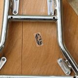 Set of two pairs of vintage 1970s chairs, in chrome metal and beech.