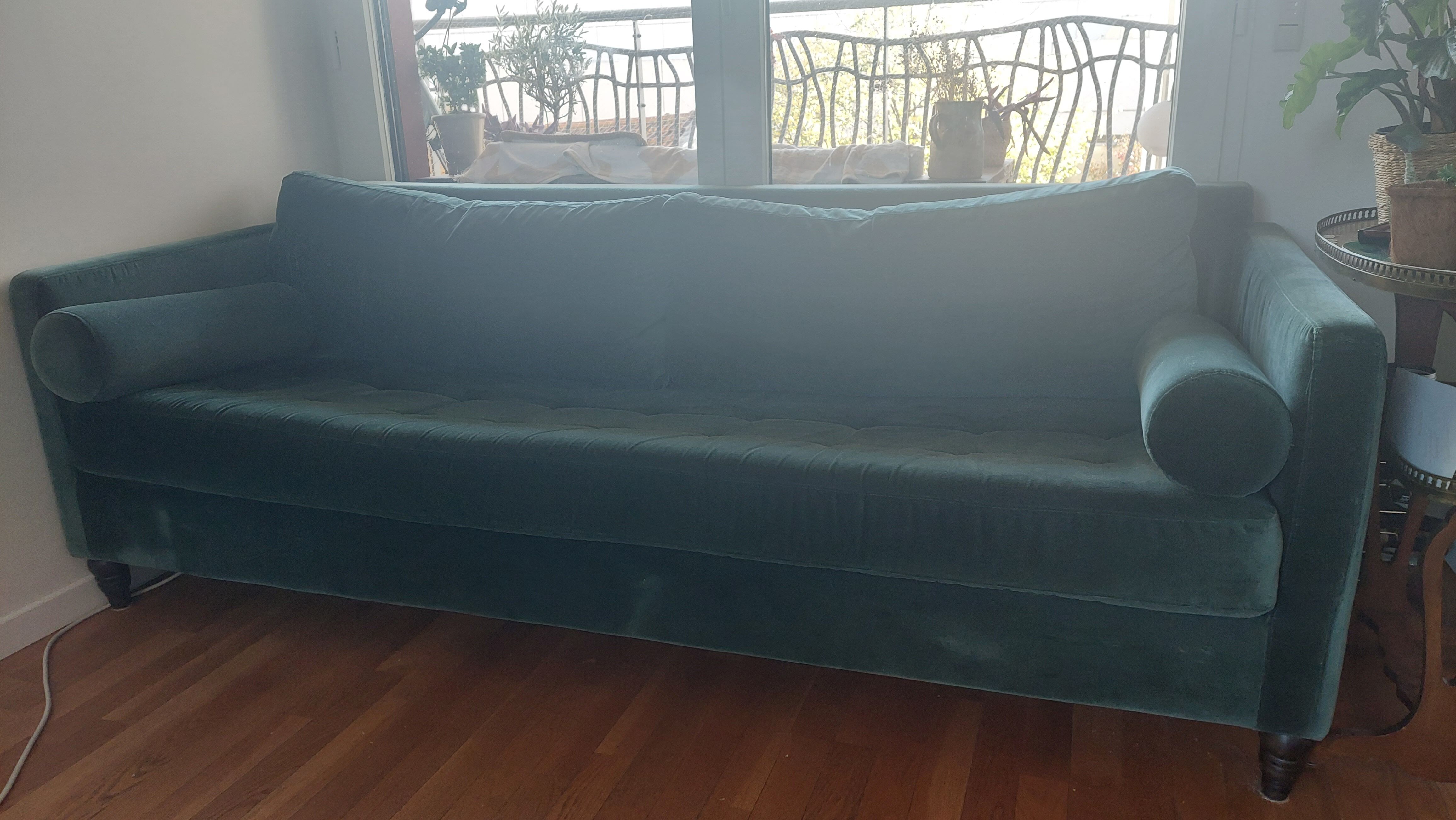 Sofa bed 3 places velvet green