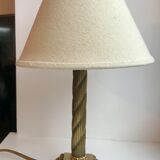 Brass table lamp and linen lampshade 50s