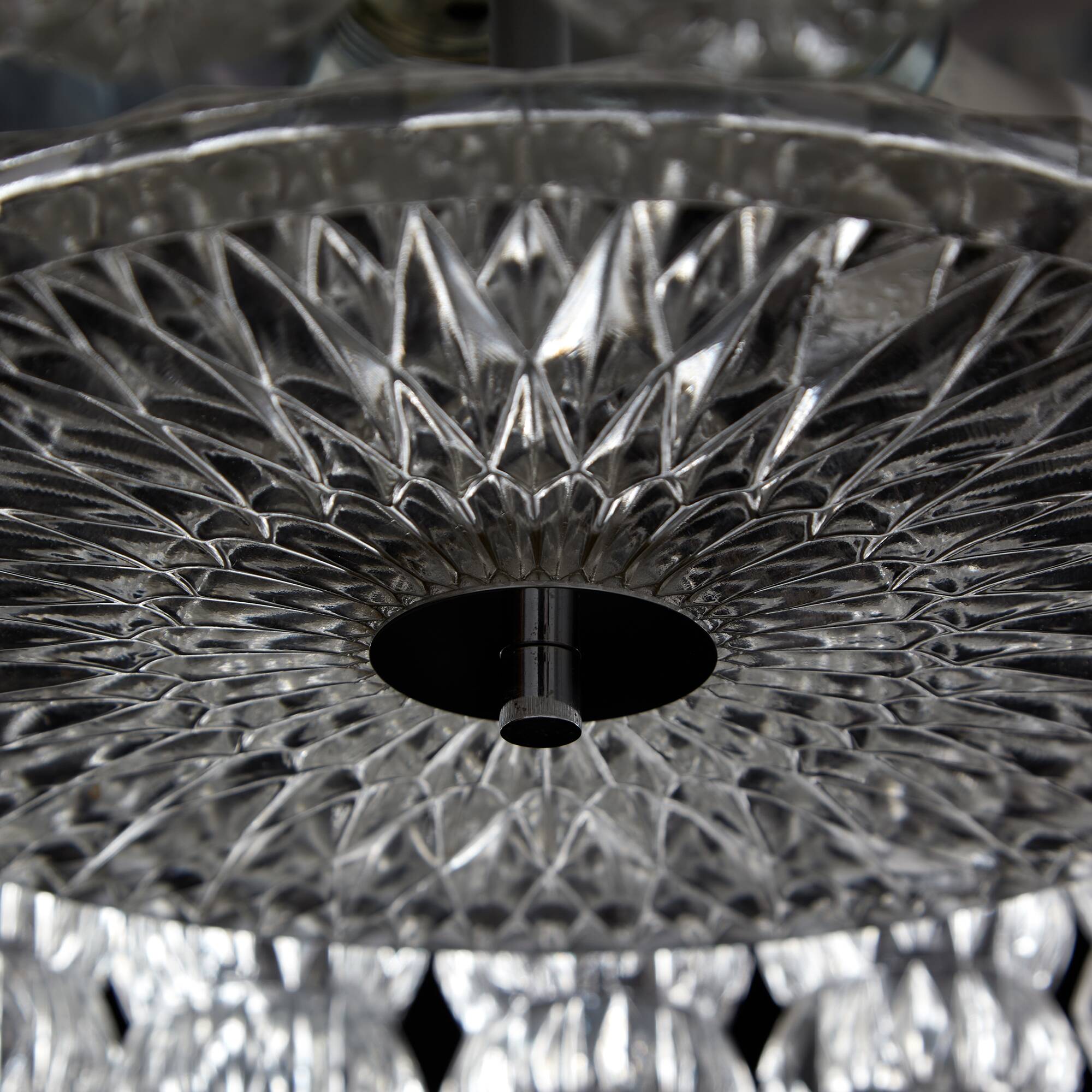 Glass and chrome chandelier