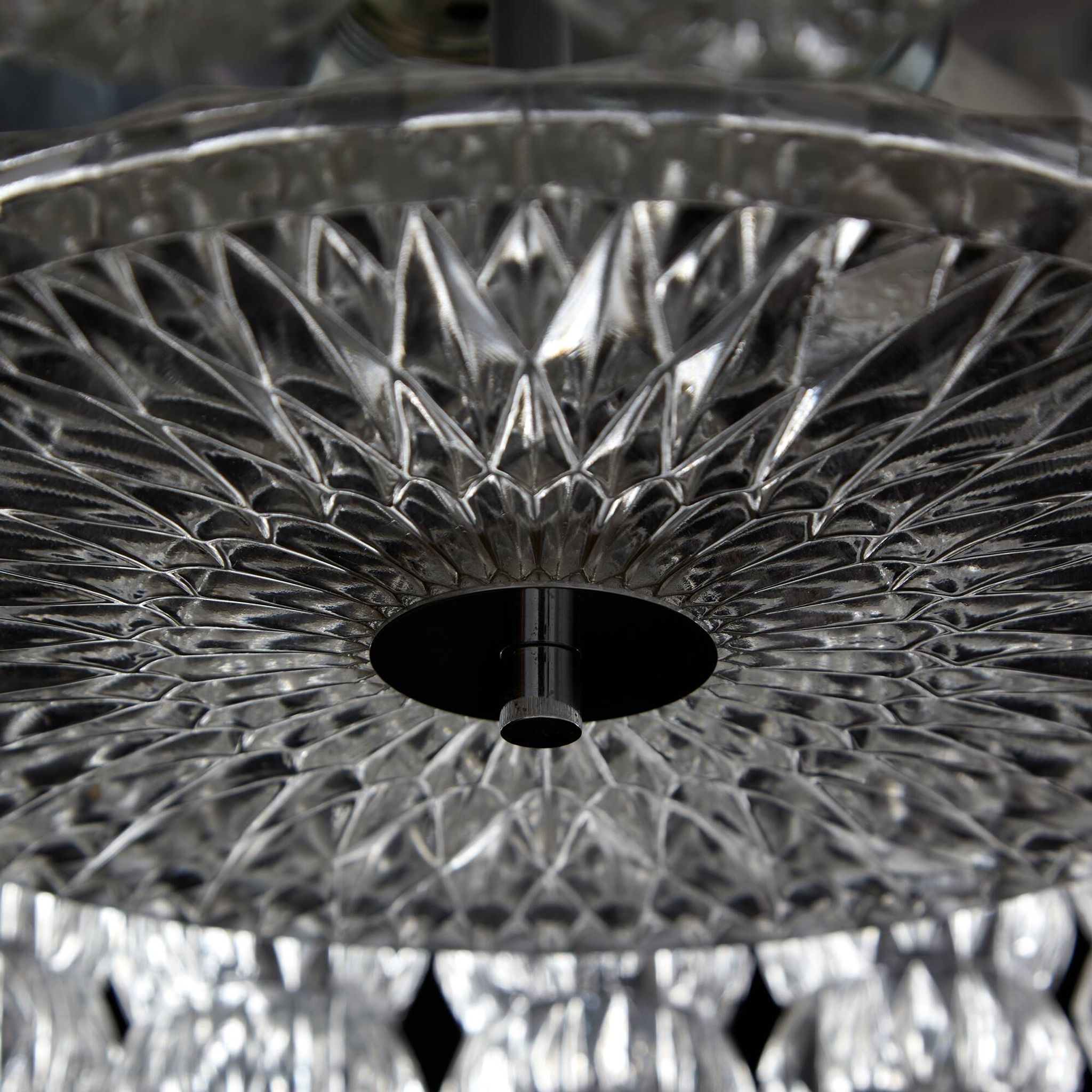 Glass and chrome chandelier