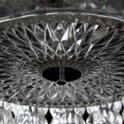 Glass and chrome chandelier