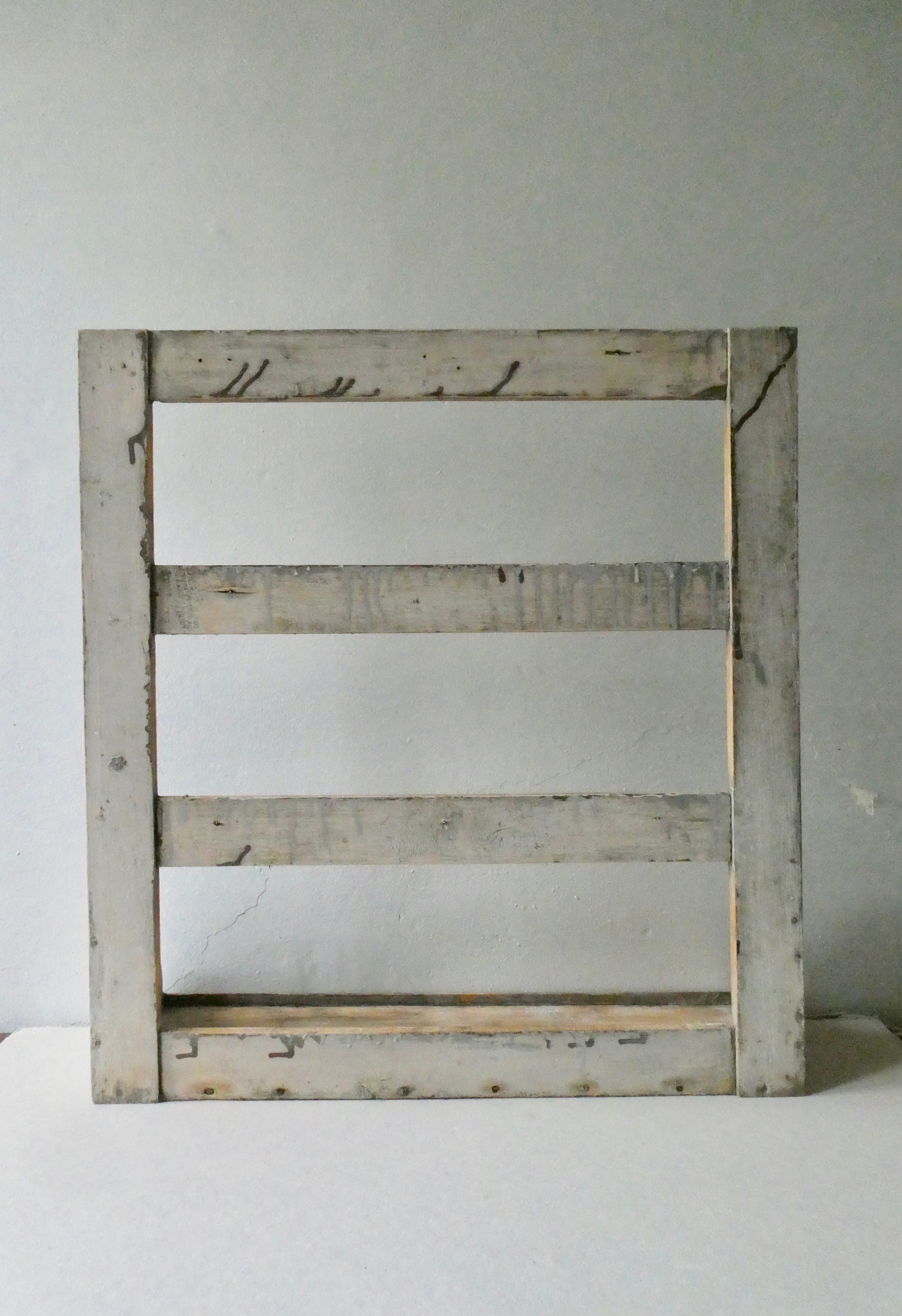 Shelf, kitchen utensils, patinated wood