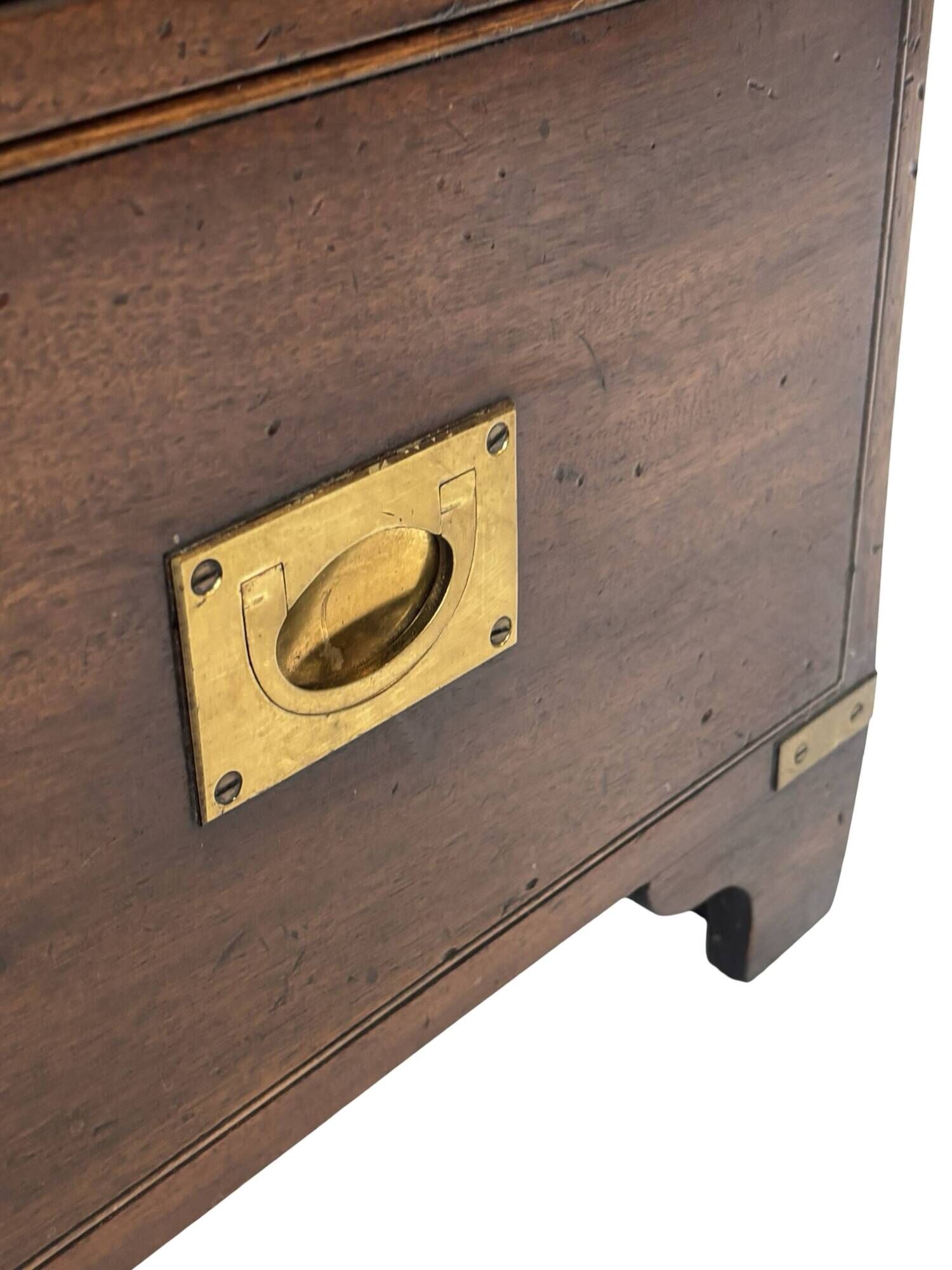 Vintage set of wooden bedside tables in military campaign style design