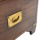 Vintage set of wooden bedside tables in military campaign style design