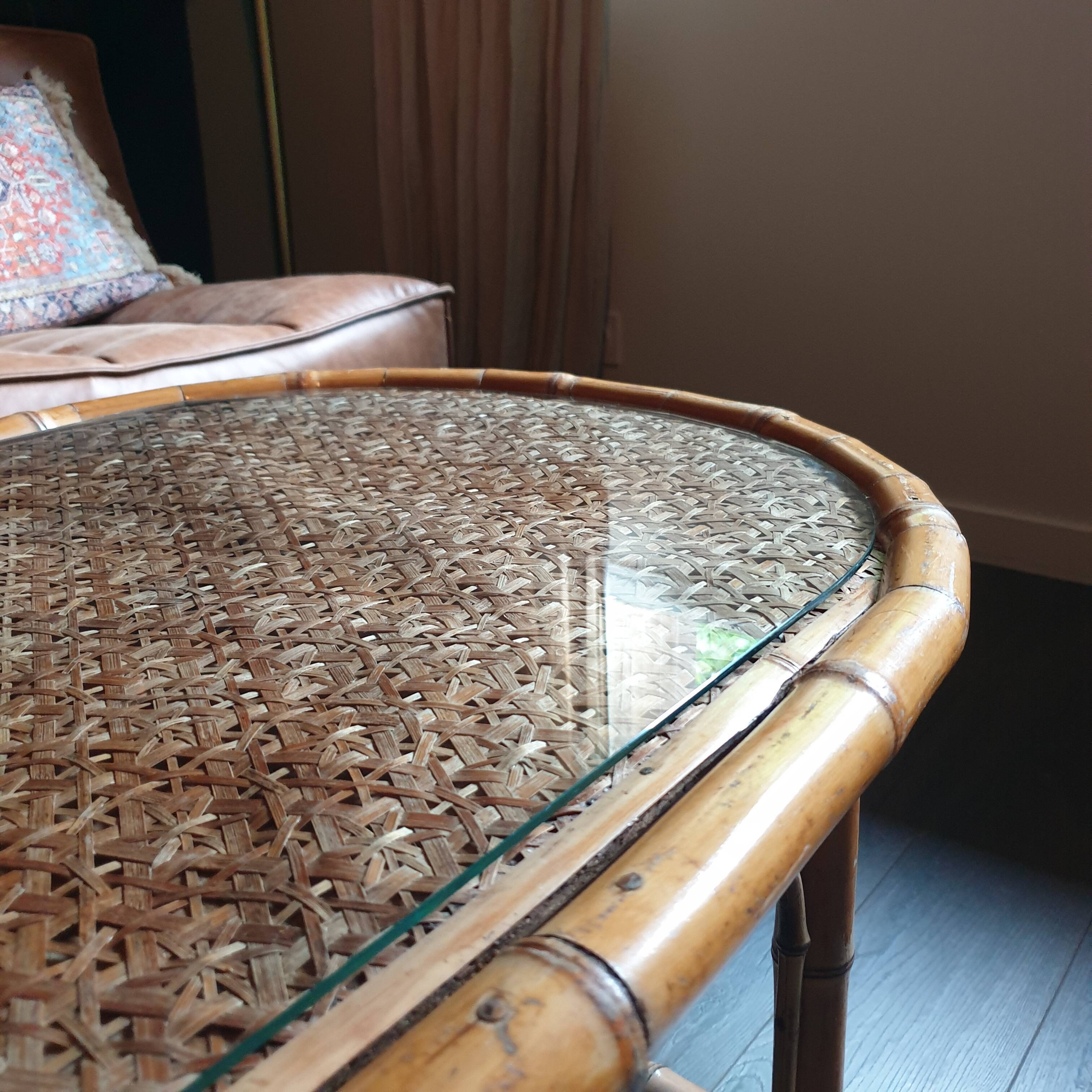 Bamboo coffee table from madagascar 80s