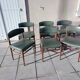 Set 6 chaises scandinave teck simili cuir vert olive