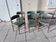 Set of 6 Scandinavian teak chairs with olive green faux leather.