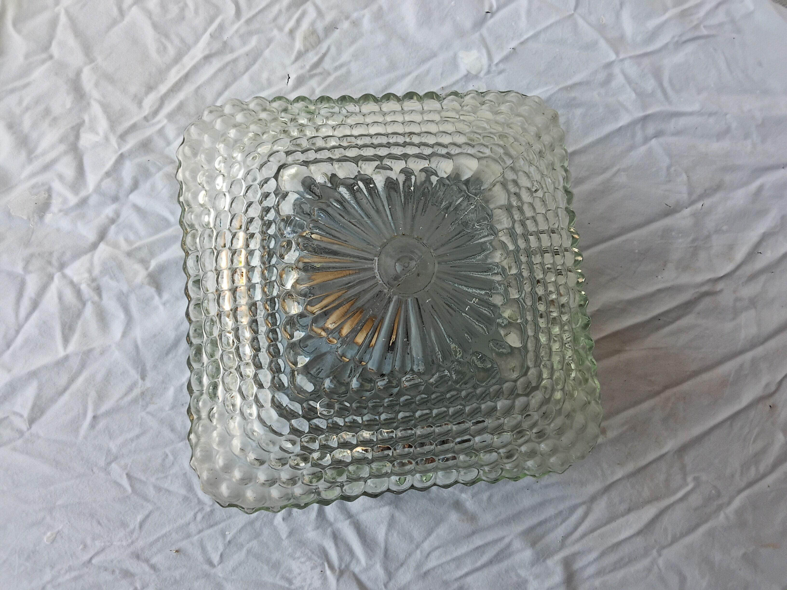 Ceiling light / wall light in bubbled glass