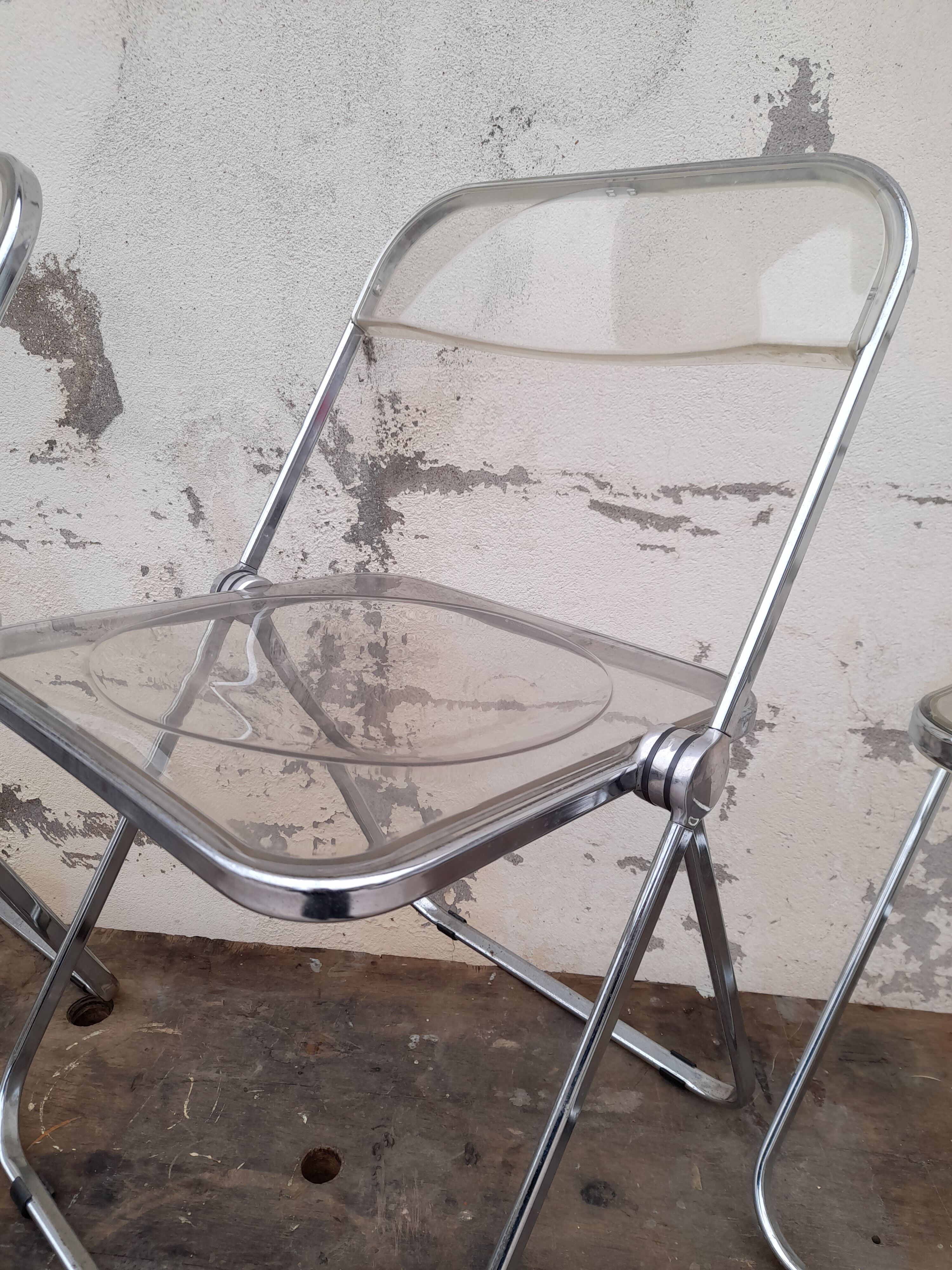 Series of 3 chairs model "plia" by Giancarlo Piretti by Castelli