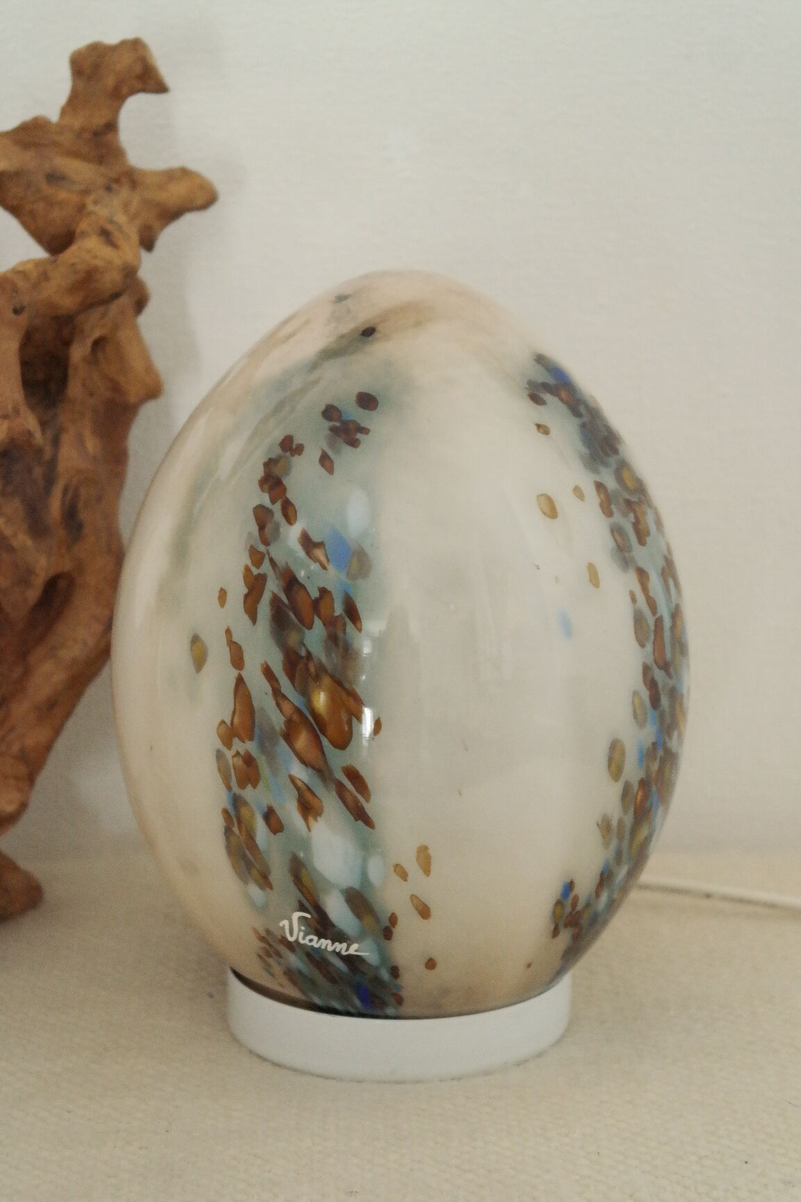 Vintage Vianne glassware opaline egg lamp