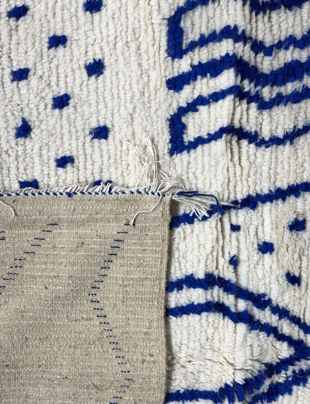 Tapis Azilal Bleu et Blanc - 300 x 193 cm