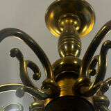 Brass Mid-Century Chandelier - 6 light branches