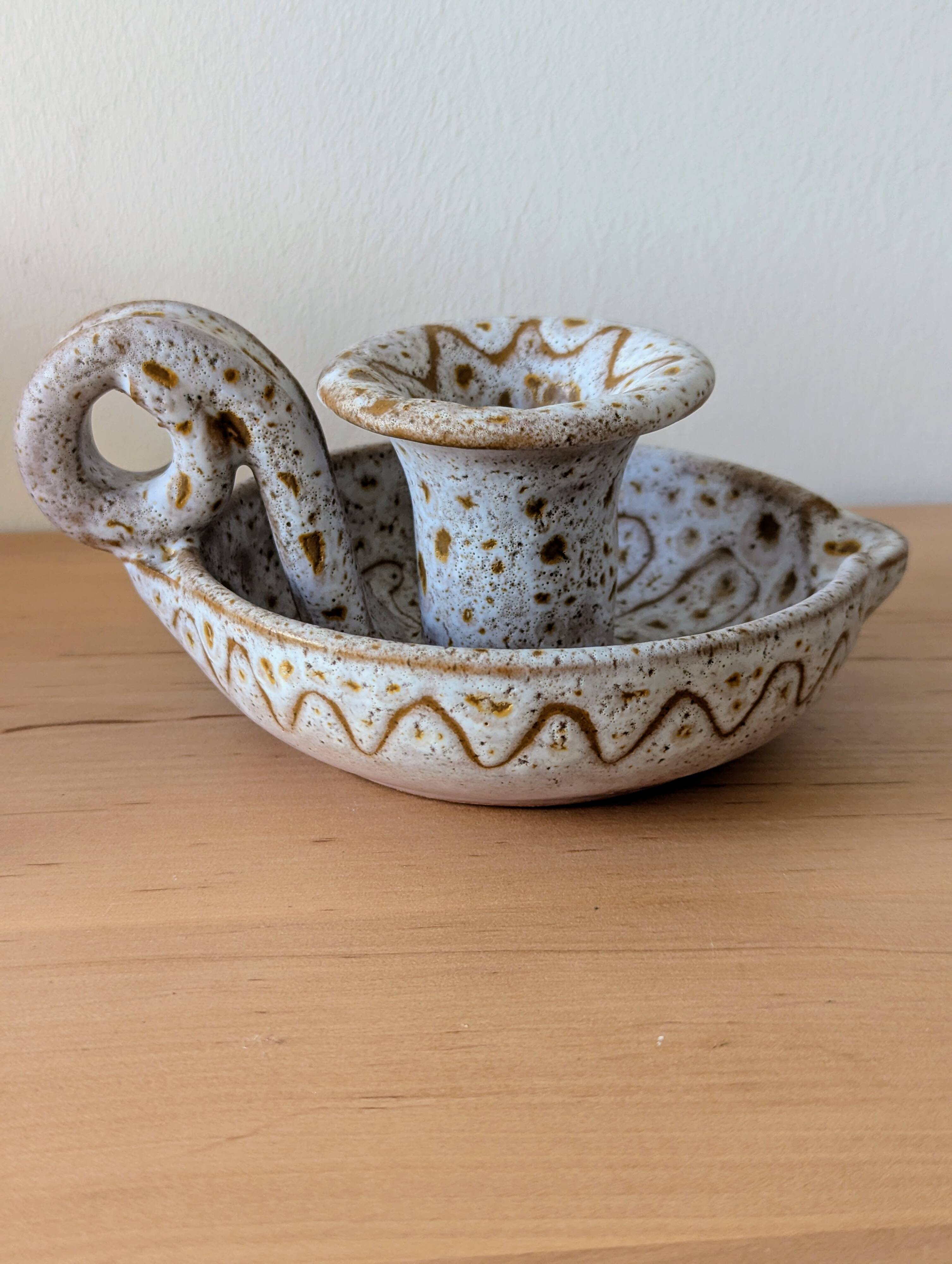 Ceramic candle holder signed Jean Austruy