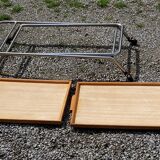 Vintage rolling serving table from the 1950s in chrome metal and wood