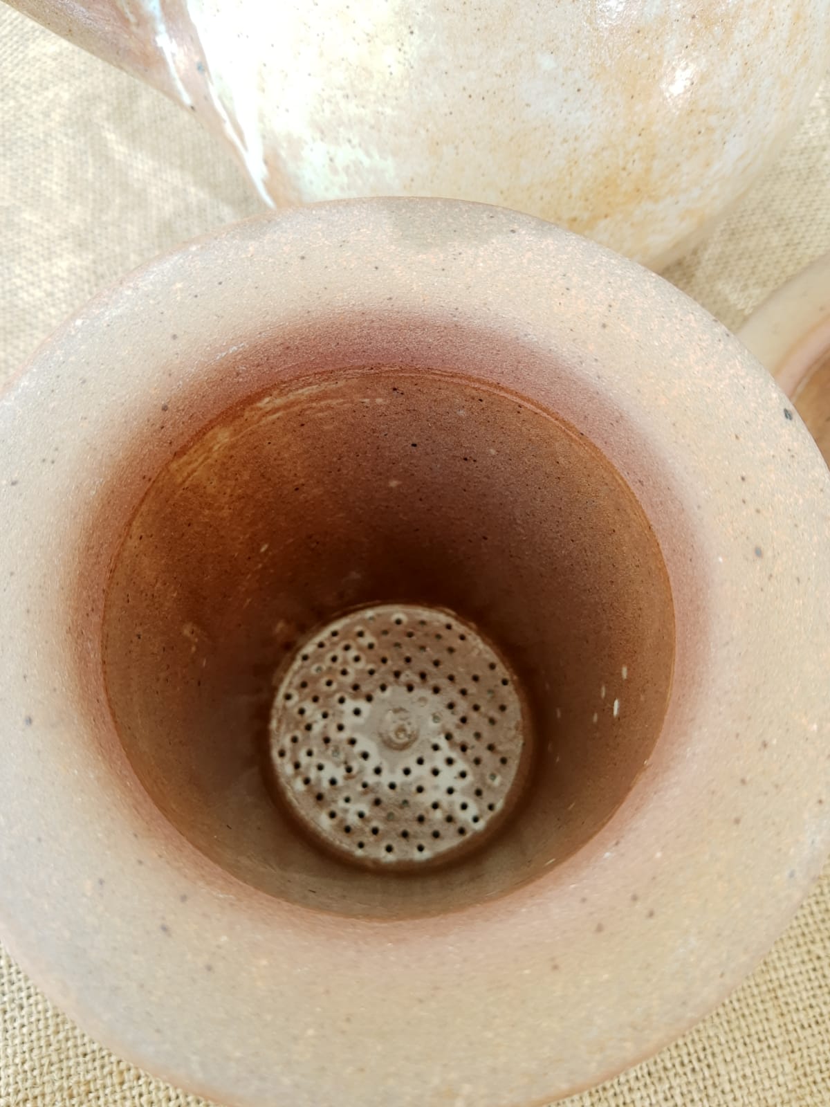 Vintage stoneware 8 mazagrans teapot and milk jug set