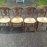 Set of four Directoire style mulched chairs